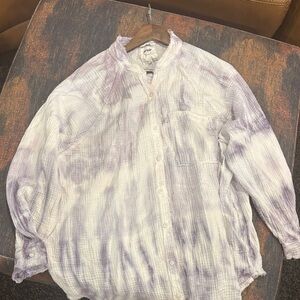 Aerie Purple Tie-Dye Button-Down Shirt